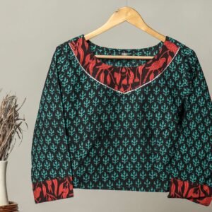 Handmade Block Print Cotton for Women ? Ethnic Floral Printed Top with Long Sleeves
